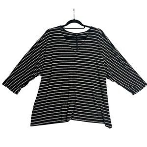 J. Jill Top Wearever Dolman Sleeve Top Size XL Black Stripe V Neck Relaxed Fit